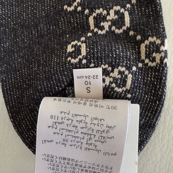 NWT GUCCI SOCKS Black GG LOGO Wool Sz S Web - Picture 4 of 5